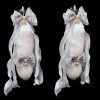 Galaxy Track 40cm Silver Gray Fox Real Wool Tail with Detachable Bow and Bell
