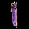 Deep Purple Fox Fur Tail Anal Plug with Bowknot - Handmade Heavy Craft