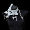 Blue Fox Tail Butt Plug with Bell Nipple Clamps
