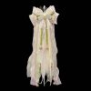 White Fox Fur Tail Butt Plug with Pink Green Bow - 40cm Realistic Plush Toy