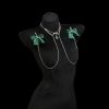 Emerald Bow Nipple Chain with Gemstone Coronation Detail