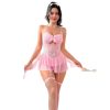 Sexy Lace Backless Sling Nightdress with Mesh Stockings Lingerie Set