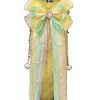40cm Real Fox Fur Tail Anal Plug with Light Yellow Bow and Bell