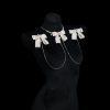 Champagne Gold Rhinestone Nipple Clamps with Chest Chain - Detachable Bow Accent