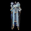 40cm Klein Blue Fox Fur Tail Anal Plug with Bow Bell - Chinese Style