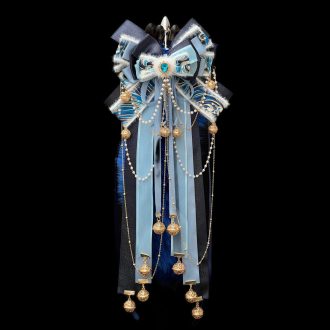 40cm Klein Blue Fox Fur Tail Anal Plug with Bow Bell – Chinese Style