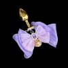 Lavender Fox Tail Nipple Clamps with Purple Yarn Bow Bell