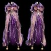 Deep Purple Fox Fur Tail Anal Plug with Bowknot - Handmade Heavy Craft