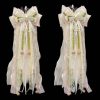White Fox Fur Tail Butt Plug with Pink Green Bow - 40cm Realistic Plush Toy