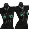 Emerald Bow Nipple Chain with Gemstone Coronation Detail