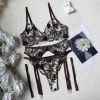 Machine Embroidery Lace Strap Sexy Lingerie Set
