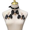 Black Gold Fox Fur Tail Collar with Bell & Anal Plug - Sexy Nightwear Accessory