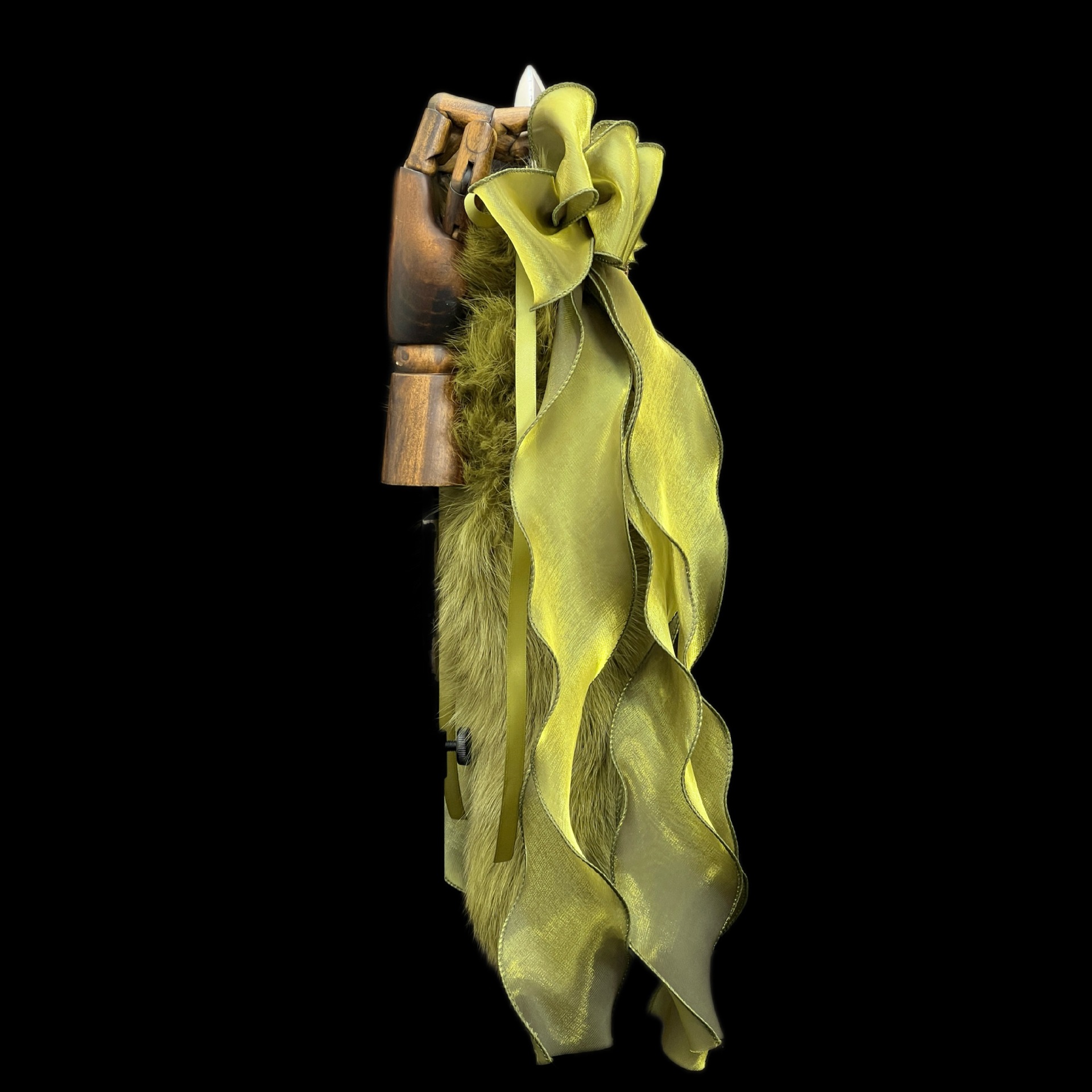 40cm Matcha Green Fox Tail Anal Plug with Removable Bow and Bell - Image 4