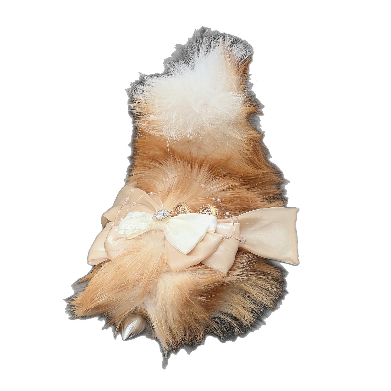 Golden Island Fox Fur Tail Butt Plug with Palace Bell & Racket - 40cm - Image 5