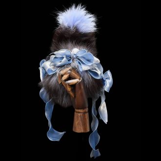 Gray Blue 40CM Voice-Controlled Racket Electric Fox Tail with Cute Bow and Bell