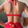 Sexy Red Lace Lingerie Set for Women - Sheer French Style