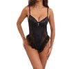 Sexy Lace Velvet Stitching Teddy Lingerie with Straps