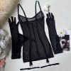 Sexy Mesh Belt Outer Bra Dress Set for Women