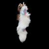 40cm Fox Real Fur Tail with Satin Ribbon Dance & Pink Blue Bow - Anal Plug with Bell