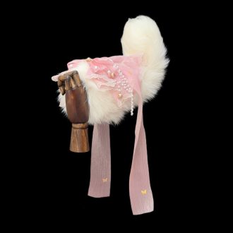 Voice-Controlled Pink Fox Tail Butt Plug with Lace Bow and Bell