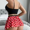 Red Polka Dot Skirt Split Sexy Lingerie with Pure Lust Suspenders