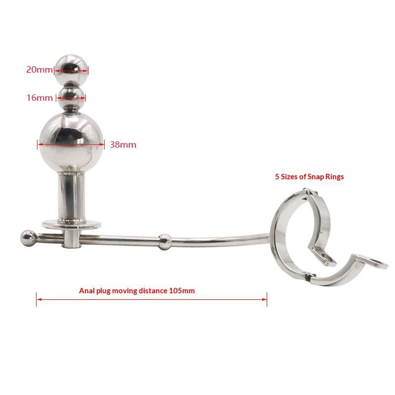 Men's Stainless Steel Chastity Lock with Anal Plug Heavy-Duty Chastity Device Penis Cage Lock Bird Back Chamber Adult Toy - Image 4