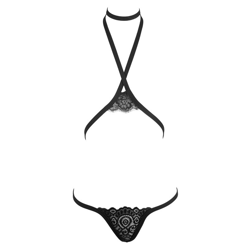 Eyelash Lace Elastic Jumpsuit with Free Hanging Neck