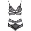 Ultra-thin lace hollow-waist mesh see-through lingerie set