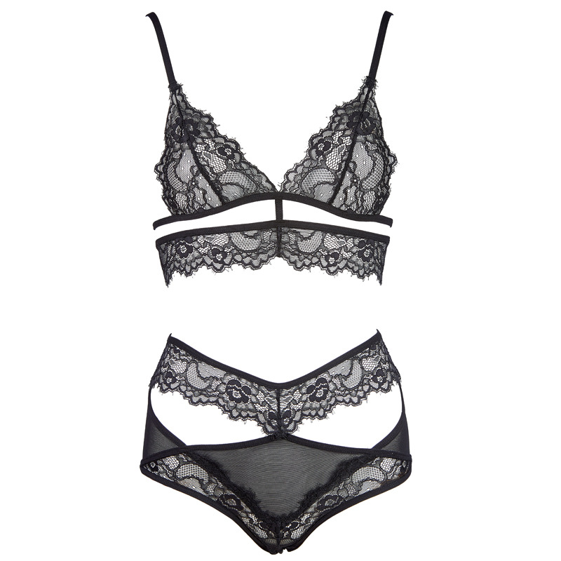 Ultra-thin lace hollow-waist mesh see-through lingerie set - Image 4