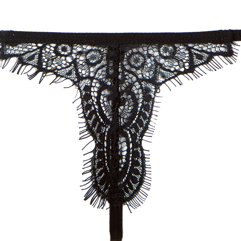 Black Eyelash Lace Bra & Panty Set - Thin Cup, Steel Ring, Low Waist Sexy Lingerie - Image 4