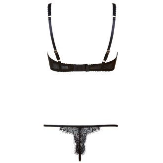 Black Eyelash Lace Bra & Panty Set – Thin Cup, Steel Ring, Low Waist Sexy Lingerie