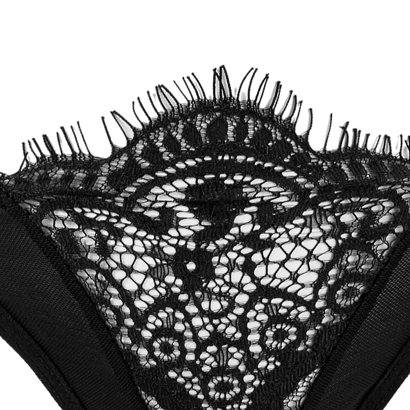 Black Eyelash Lace Bra & Panty Set - Thin Cup, Steel Ring, Low Waist Sexy Lingerie - Image 3