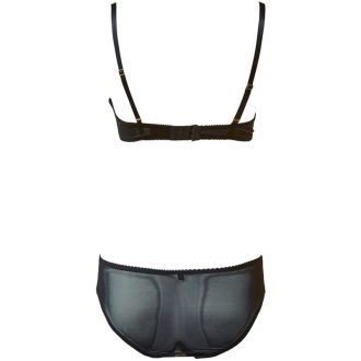 Black Soft Lace Thin Cotton Cup Steel Ring Bra & Low Waist Briefs Sexy Bust Set
