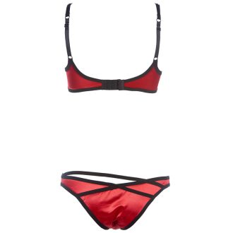 Sexy Red Satin Bra Set with Hollow Detail for Small Bust