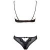 Sexy Lace Hollow Out See-Through Bra & Panty Set - Black