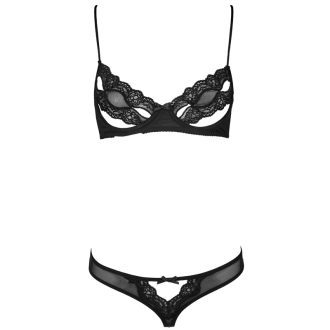 Sexy Lace Hollow Out See-Through Bra & Panty Set – Black
