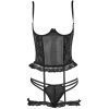 Black Lace Mesh Corset Socks Ring Open File Lingerie Set