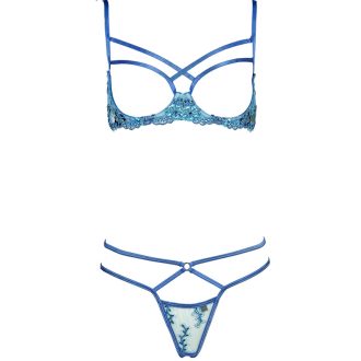 Mermaid Blue Sexy Bra Set with Steel Support for Large Breasts (CD Cup)
