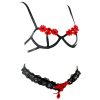 Small Chest AA Cup Sexy Underwear Open Set Chest Set Women's Sexy Lace Embroidered Daisy Hollow