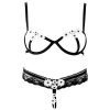 Small Chest AA Cup Sexy Underwear Open Set Chest Set Women's Sexy Lace Embroidered Daisy Hollow