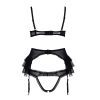 Sexy Black Tulle Vacuum Bra Set with Steel Ring, Transparent Lingerie, and Garter Accessories