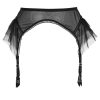 Sexy Black Tulle Vacuum Bra Set with Steel Ring, Transparent Lingerie, and Garter Accessories