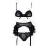 Sexy Black Tulle Vacuum Bra Set with Steel Ring, Transparent Lingerie, and Garter Accessories