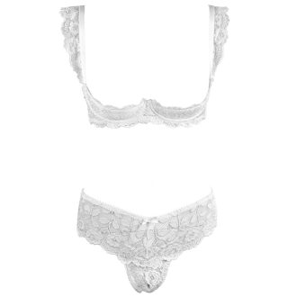 pure white lace sponge steel support Dew bra mid-waist free underwear women’s sexy lingerie suit
