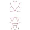 Pink Floral Lace Halter Thong Set with Adjustable Straps