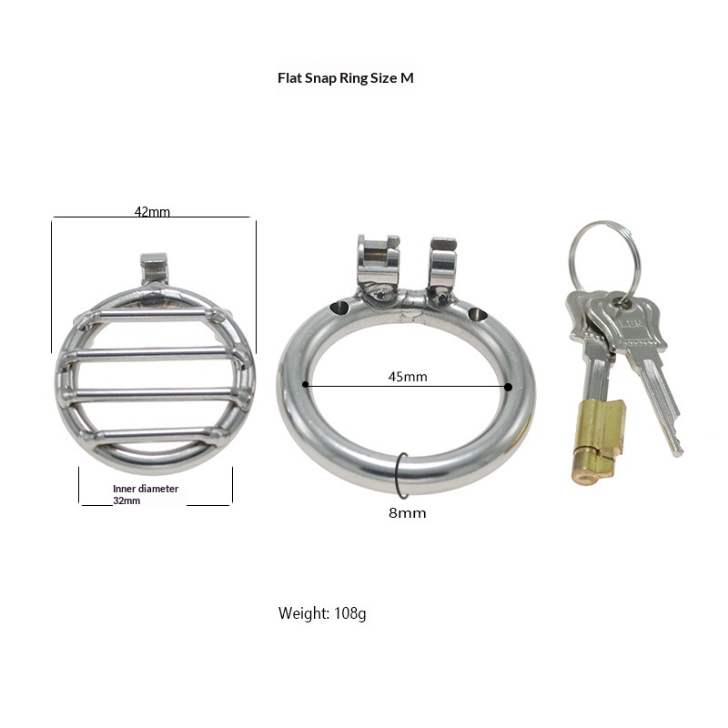 Stainless steel hollow flat short breathable chastity lock - Image 7