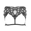 Black Embroidered Hollow-out Low Waist Open Crotch Panties with Letter Ring