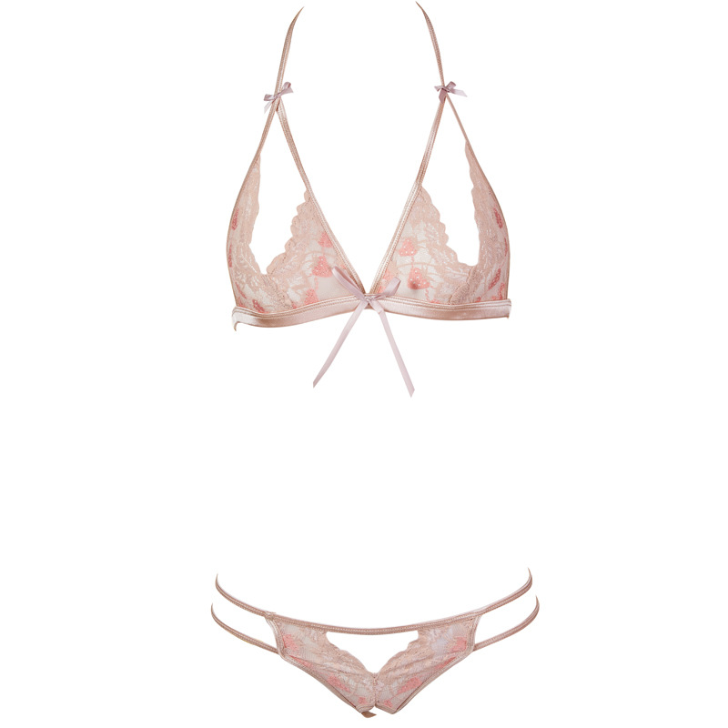 Guerlain Sexy Lace Strawberry Open Bust Bra & Panty Set