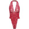 Sexy Purple Green Net Red Ins Style Jumpsuit with Export Neck Lace