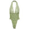 Sexy Purple Green Net Red Ins Style Jumpsuit with Export Neck Lace